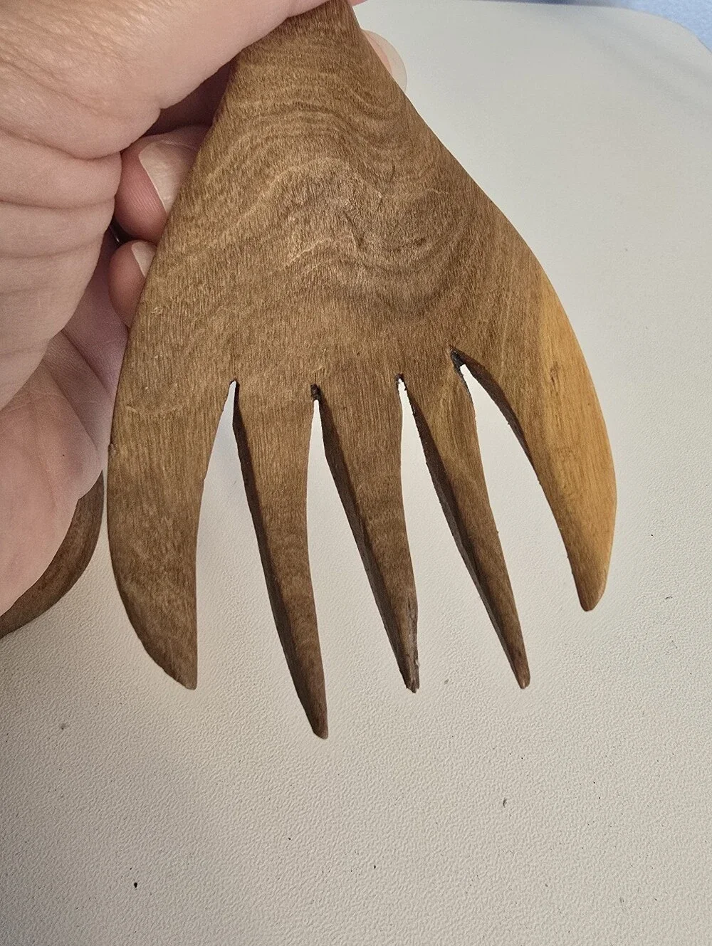 Hand Carved Wooden Rhinoceros Rhino Salad Servering Utensils 8